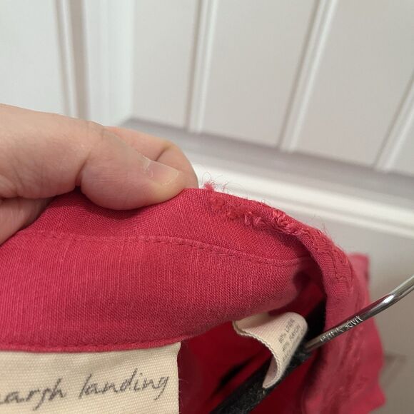 Marsh Landing Pink Floral Embroidered Linen Blend Button Up Top Womens Size L - Picture 7 of 13